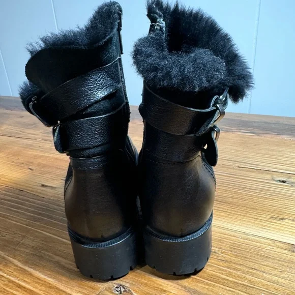 NAPOLEONI Leather Suede Shearling Zip-up Buckled Ankle Boots Made in Italy Sz 36 - Picture 3 of 11